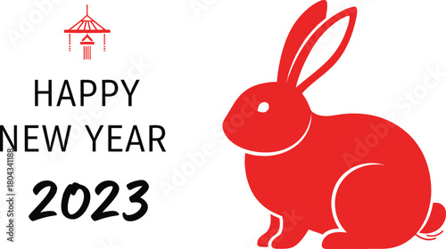 Red rabbit silhouette for chinese new year 2023 celebration