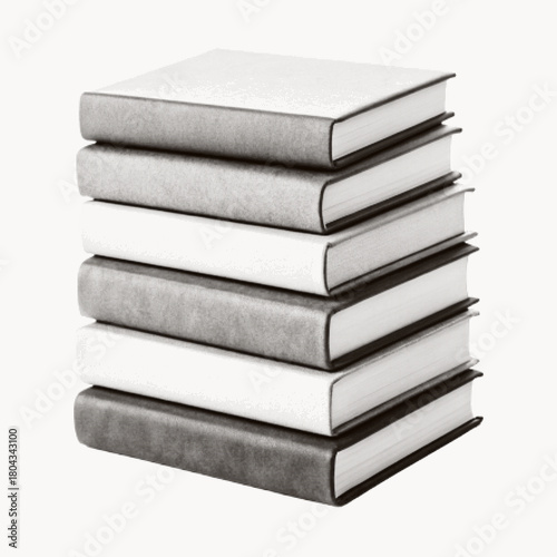Hardcover book stack in cut out halftone style. Useful for teaching concepts, library decor, publishing design, and reading promotion visuals.