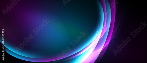 Abstract flowing shapes, vibrant purple, blue hues dominate. Smooth gradients create dynamic visual effect. Minimalist design.