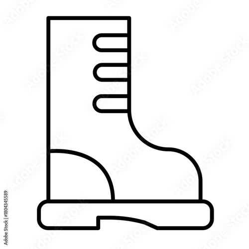 Tarpaulin boot thin line icon, spring season concept. Vector graphics. Rubber boot footwear, gardening sign on white background, style icon mobile or web design.