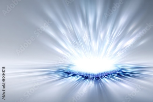 Digital Innovation Burst: A dynamic visual representation of a central processing unit, radiating light, symbolizing the cutting-edge of technological progress. 