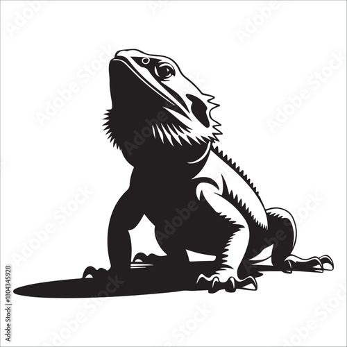  bearded dragon lizard silhouette vector on white background