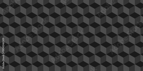 Black 3d modeling cubes Illustration decoration seamless white material pattern square design.	