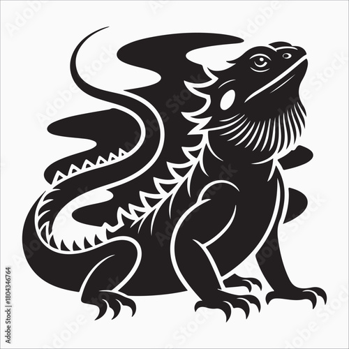  bearded dragon lizard silhouette vector on white background