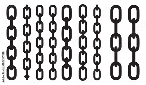 Abstract black bicycle chain links and pedals arranged in geometric patterns