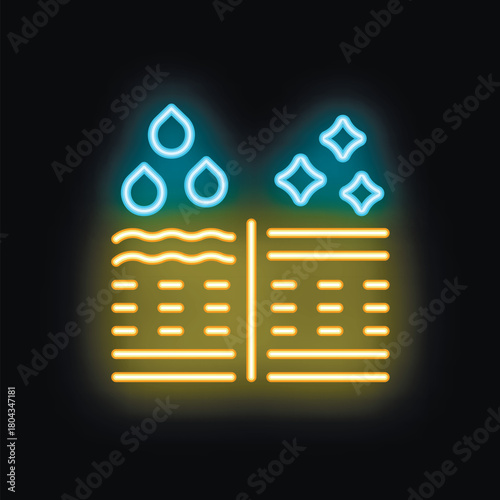 Neon sign representing a highly absorbent fabric, ideal for illustrating concepts like hygiene, cleaning, and household chores