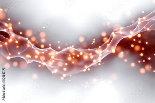 Abstract Light Wave: a mesmerizing abstract composition featuring flowing, interconnected waves of light and particles, evoking a sense of energy, network, and communication.