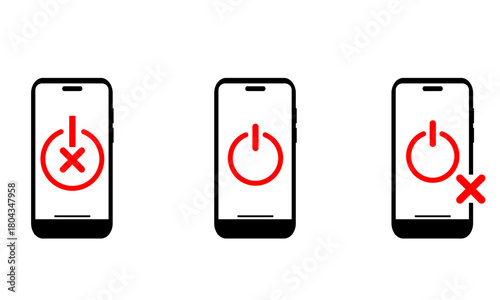 Set Of Phone With Off Sign, Simple Icon Vector Design, best used for presentation, application, web and banner