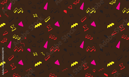Retro pattern with geometric shapes on a brown background