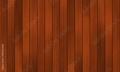 Vector wooden panel horizontal background. Realistic dark red wood grain texture, natural textured wall, top view of empty wooden floor. Old parquet, textured surface with wood planks.