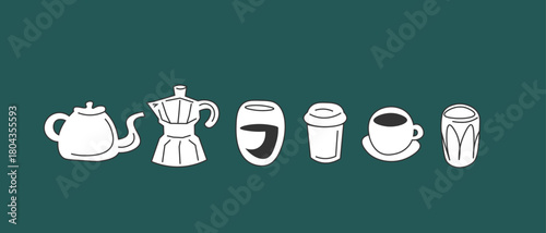 Tableau sur toile Coffee drinks set of elements