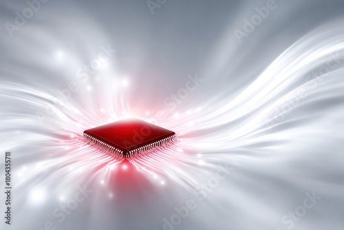 Processor Power Unleashed: A striking digital depiction of a microchip at the heart of technological innovation, radiating with energy and symbolizing the core of modern computing.