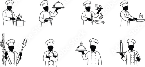 Set of chef silhouettes