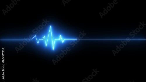 Neon ecg line animation video on black background. Heart beat. Electrocardiogram. One pulse line. ECG heartbeat monitor, ECG monitor, Heart beating and pumping, medical abstract animation.