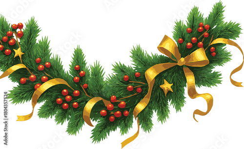 Gold Ribbon and Star Garland Swag