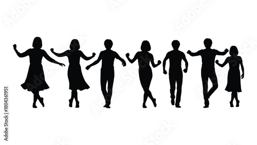Dancing people silhouettes isolated on white background, Vector