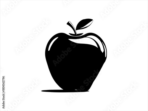 Apple fruit silhouette displayed as a clean black vector emblem. Food icon concept