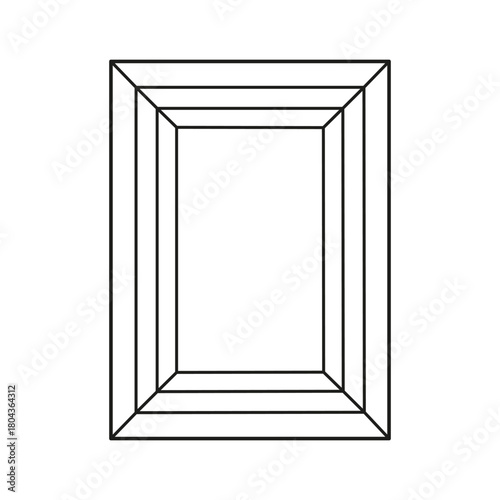 Baguette diamond cut shape. Design diagram. Brilliant Baguette cut. Rectangular diamond top view. Gemstone outline icon for jewellery design, branding, packaging, logo.