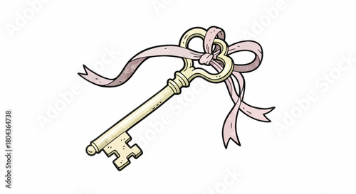 Decorative key with a pink bow, symbolizing access, secrets, and unlocking new possibilities
