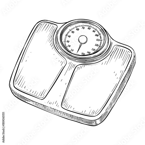body weight scale vector line art hand drawn illustration