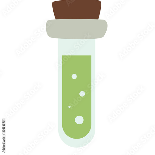 Test tube with green liquid icon, perfect for biology, chemistry labs, or illustrating sample analysis and scientific testing.