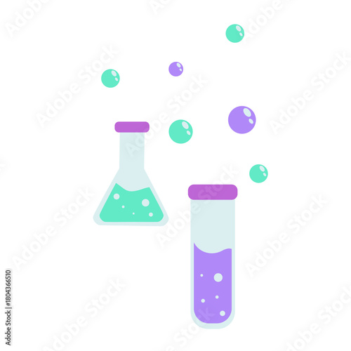 Science test tubes with bubbles icon, ideal for chemistry labs, biology lessons, or illustrating experiments and STEM learning.