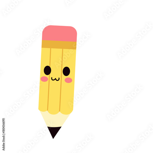 Cute pencil icon, essential for writing, homework, or educational illustrations on creativity, note-taking, and school assignments.