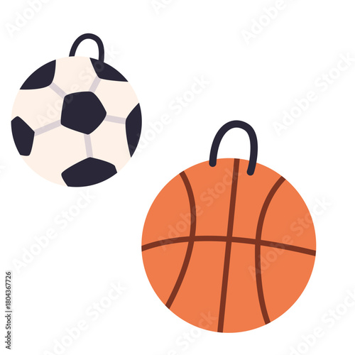 Soccer and basketball icons, great for sports curriculum, athletic programs, or educational materials on healthy active lifestyles.