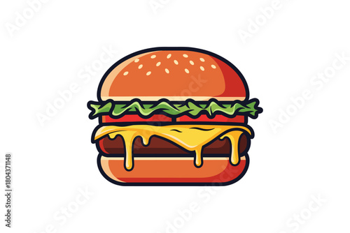 Delicious Cheeseburger with Melted Cheese and Lettuce.