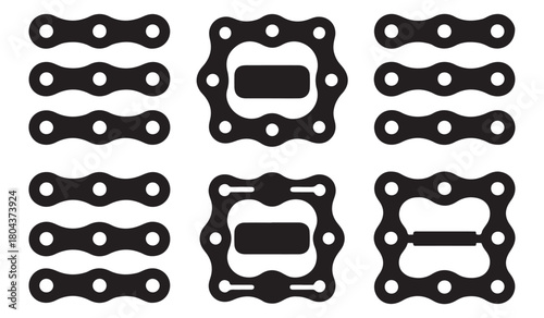  Abstract geometric pattern of black bicycle chain links arranged in a grid