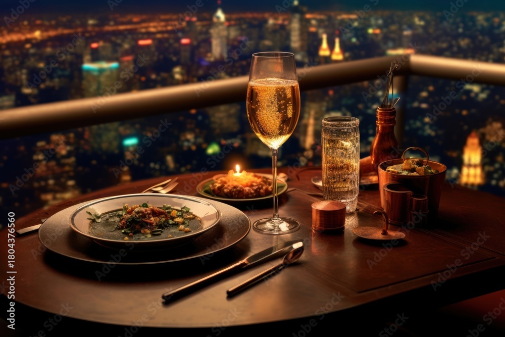 Fototapeta premium New Year Dinner table architecture countryside.