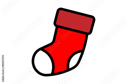 The main body of the stocking is a bright red, while the cuff at the top is a slightly darker shade of red or maroon.