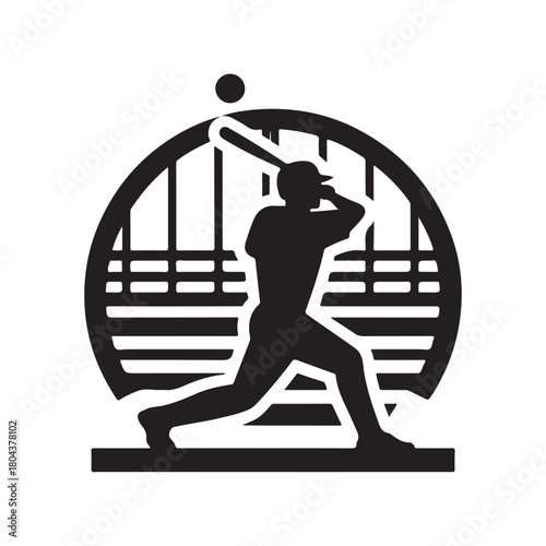 batter warming up vector silhouette clip art logo design illustration. abstract batter icon set collections