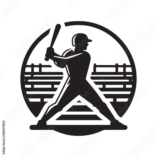 batter warming up vector silhouette clip art logo design illustration. abstract batter icon set collections