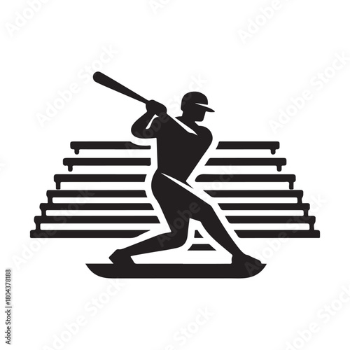 batter warming up vector silhouette clip art logo design illustration. abstract batter icon set collections