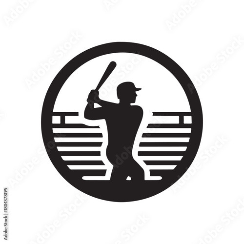 batter warming up vector silhouette clip art logo design illustration. abstract batter icon set collections