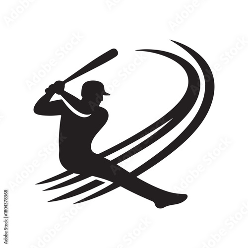 batter warming up vector silhouette clip art logo design illustration. abstract batter icon set collections
