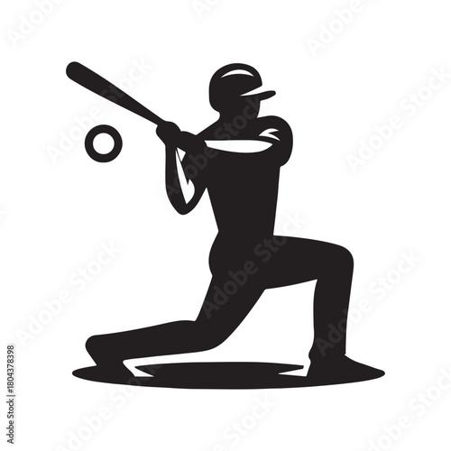 batter warming up vector silhouette clip art logo design illustration. abstract batter icon set collections