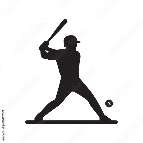 batter warming up vector silhouette clip art logo design illustration. abstract batter icon set collections