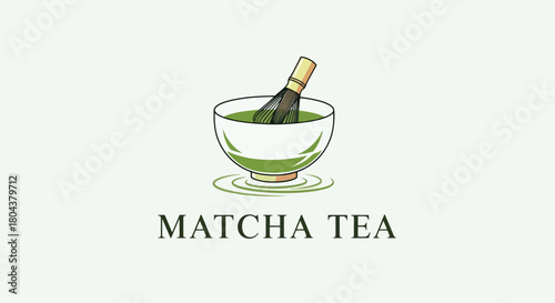 Traditional Matcha Tea Preparation with Bamboo Whisk.