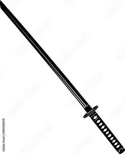 kendo shinai bamboo sword on white background,  Vintage katana sword isolated on white background. Traditional japanese weapon. Vector flat design