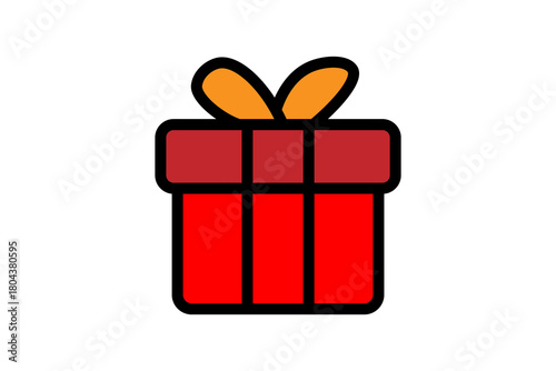 The image is a simple, flat-style illustration of a wrapped gift box or present.