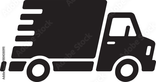 Fast Delivery Truck Icon – Express Shipping Vector Silhouette