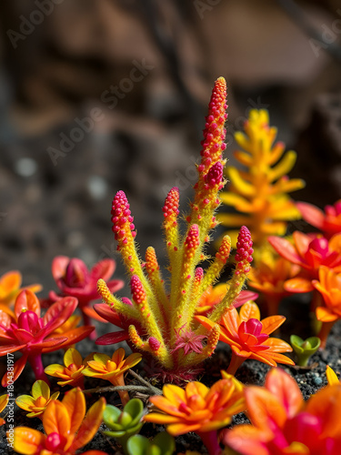 Colorful and exotic alien plant - extraterrestrial flora - fictional does not exist in nature