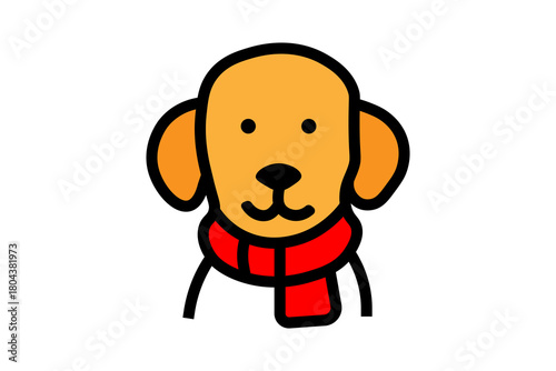 The image is a simple, flat-style illustration of a dog's head and upper chest.