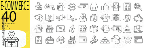 E-COMMERCE icon set. Editable stroke.