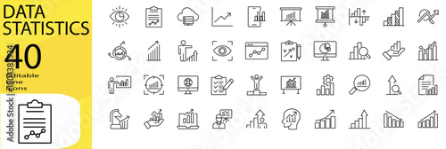 Data Statistics icon set. Editable stroke.