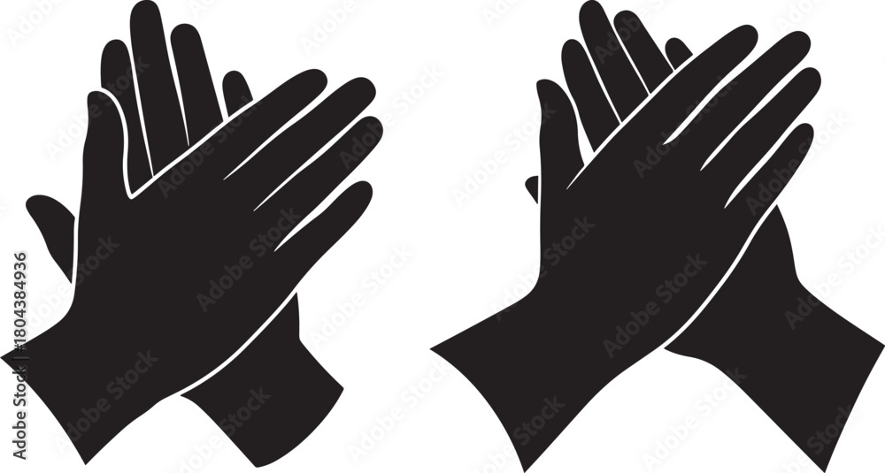 Obraz premium Two black silhouettes of hands clapping together