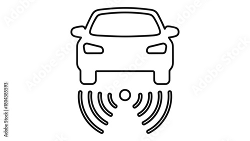 Automotive parking sensor system icon illustrating automatic obstacle detection for safe vehicle reversing maneuvers