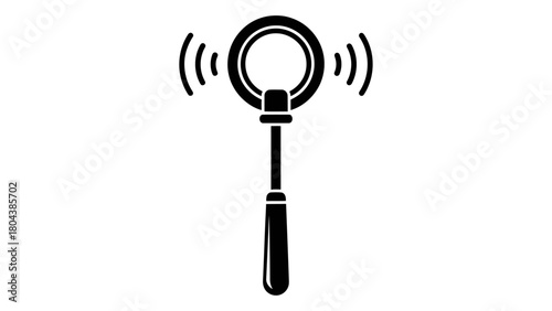 Metal detector icon with radiating waves, symbolizing the search for hidden metallic objects, security, and discovery.
